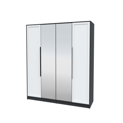 Шкаф распашной Тренд КТ-Ш4 (з) (Антрацит ЛДСП/ Белый ЛМДФ) Ш1800 В2128 Г547